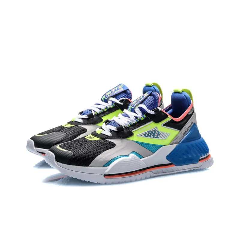 LiNing 001 T2000 Anti-Slip And Wear-Resistant Breathable Low-Top Running Shoes Men's Blue Green Gray-2