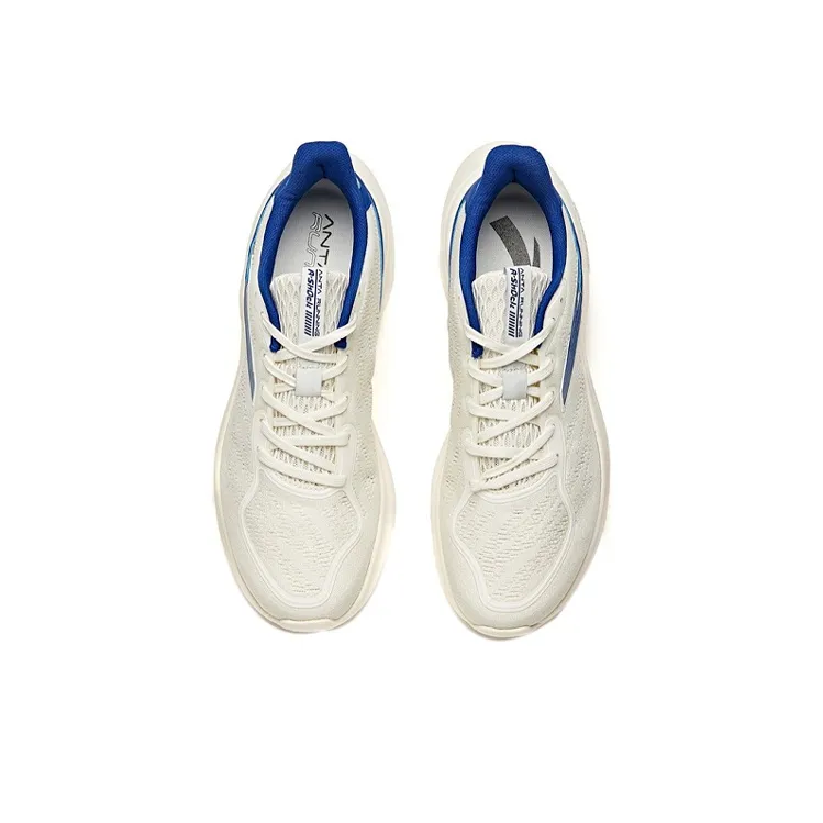 Anta Cushioned Anti-Slip Wear-Resistant Breathable Lightweight Low-Top Running Shoes Men's White Blue-2