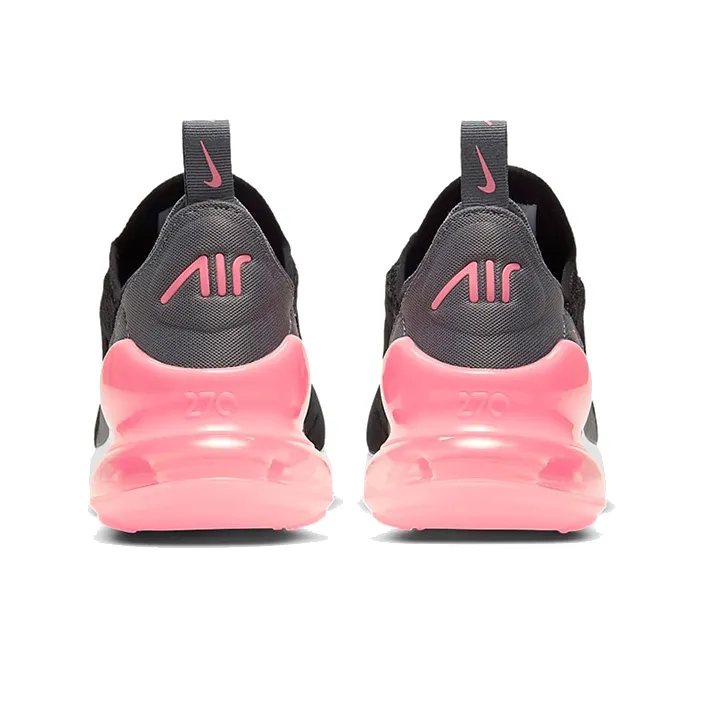 Nike Air Max 270 Cushioning Slip Resistant Coverage Low Top Air Cushion Marathon Running Shoes GS Black Gray Pink-4