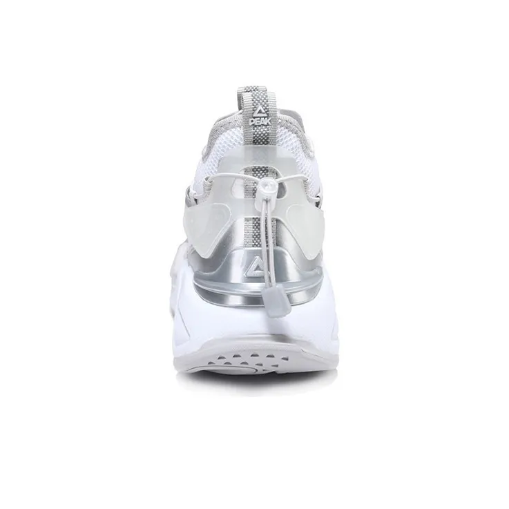 PEAK Taichi Slip Resistant High Top Running Shoes Men's White Silver-4
