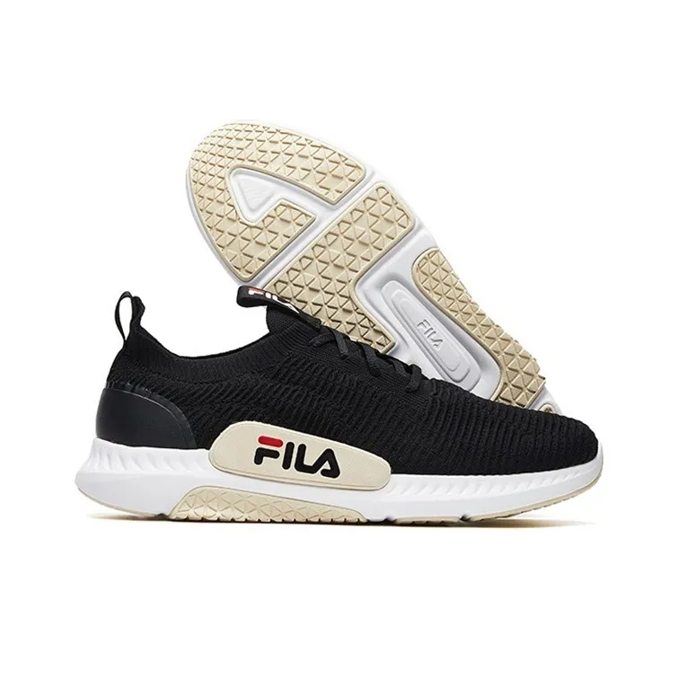 FILA FUSION Fantastic Cushioning Anti Slip Wear Resistant Breathability Low Top Running Shoes Women's Black White-5