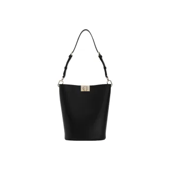 Furla Soft Calfskin Bucket Bag, Handbag, Shoulder Bag Women's Black