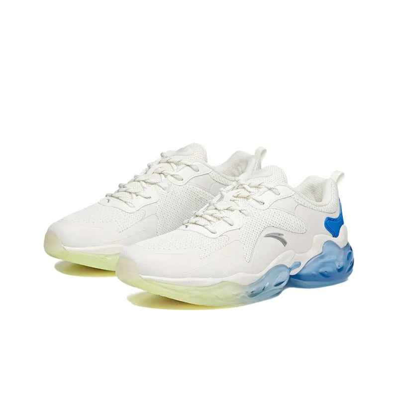 Anta Cushioning Anti-Slip And Wear-Resistant Breathable Coverage Support Low-Top Running Shoes Men's White Blue-1