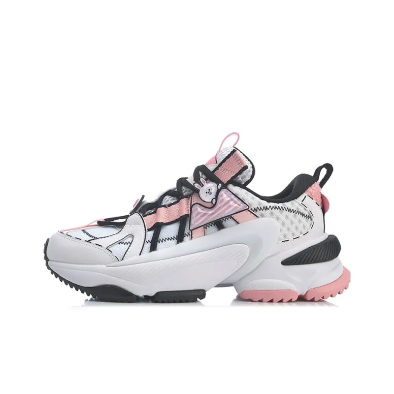 LINE FRIENDS x LiNing Anti-Slip And Wear-Resistant Breathable Balance Low-Top Running Shoes Women's White Pink-0
