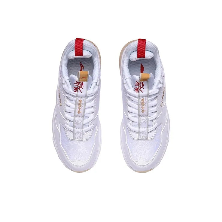 LiNing 001 Daily Gold Rush Journey CNY Durable Breathable Low Top Running Shoes Women's White Red-3
