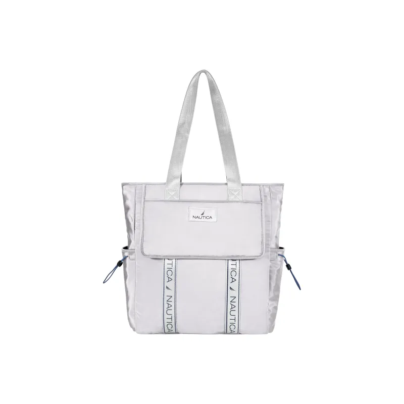 NAUTICA Nylon Tote Bag Shopping Bag Shoulder Bags Regular Unisex Royal Blue/Gray/Brown-1
