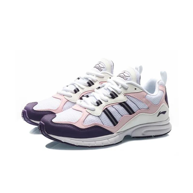 LiNing Shock Absorbers With Slip Resistant And Abrasion Resistant Properties Low Top Running Shoes Women's White Pink-2