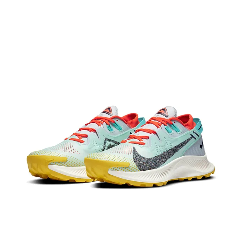 Nike Pegasus Trail 2 Cushioning Anti Slip And Wear Resistant Low Top Running Shoes Women's Blue Yellow Orange-2