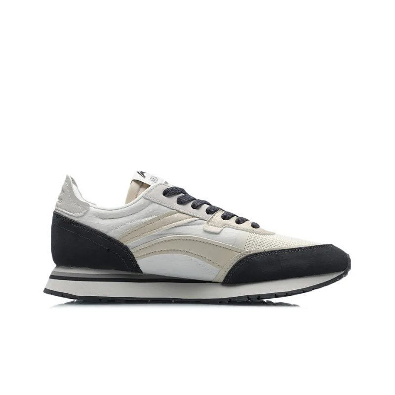 LiNing ChengFeng Breathable Lightweight Low Top Running Shoes Men's Black And White Apricot-1