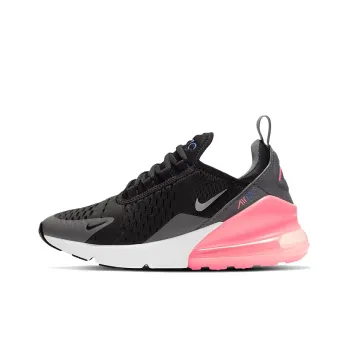 Nike Air Max 270 Cushioning Slip Resistant Coverage Low Top Air Cushion Marathon Running Shoes GS Black Gray Pink