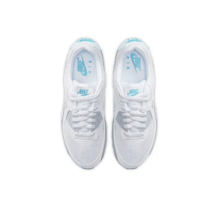 Nike Air Max 90 Cushioned Slip-Resistant Low-Top Running Shoes Men's Light Ice Blue-3