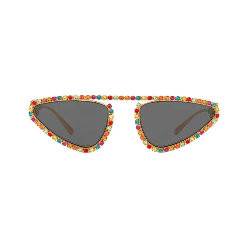 VERSACE Metal Irregular Shape Sunglasses Women's Gold-1