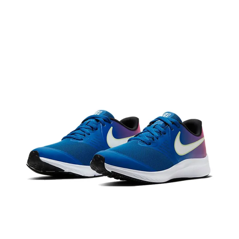 Nike Star Runner 2 Cushioned Slip-Resistant Low-Top Running Shoes GS Blue Pink Gradient-2