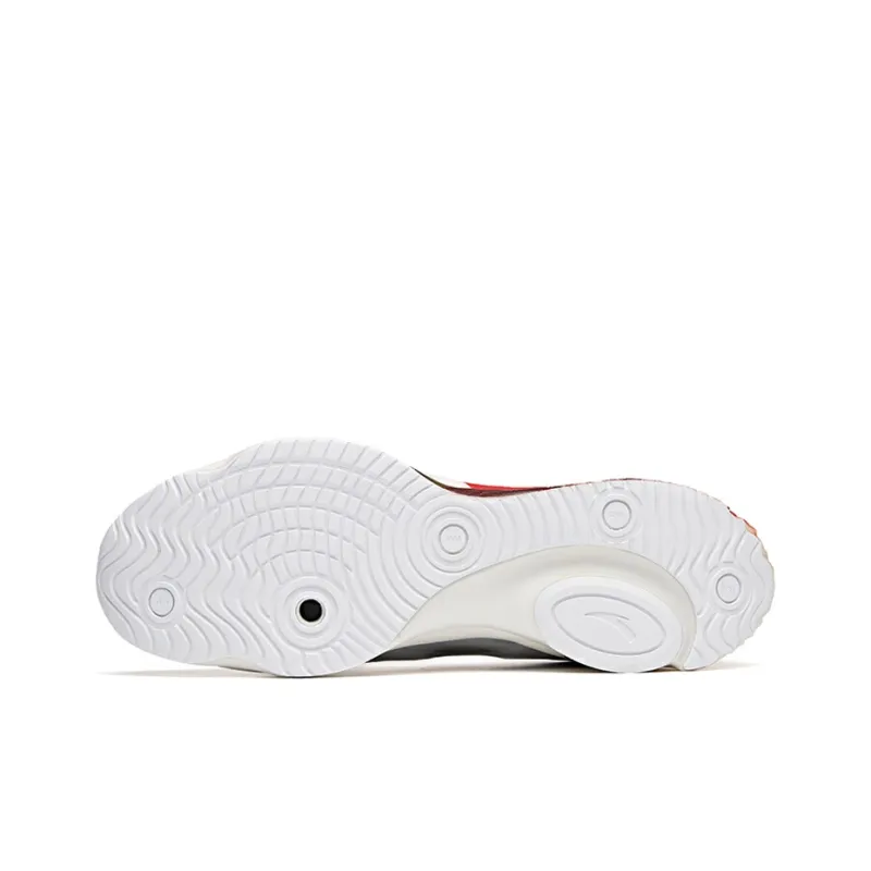 Anta Cushioned Slip-Resistant Coverage Low-Top Running Shoes Men's Red White-4