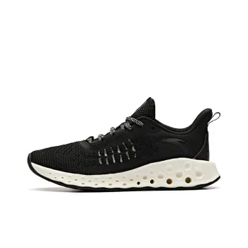 Anta Wormhole Technology Cushioning, Slip Resistant, And Abrasion Resistant Low Top Running Shoes Women's Black White