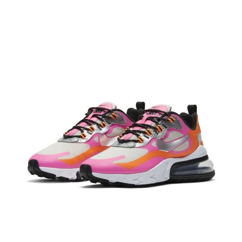 Nike Air Max 270 Cushioned Reflective Slip-Resistant Low-Top Running Shoes Men's Pink Gray Orange-2