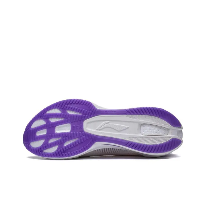 LiNing Super Light 20 Cushioned Slip Resistant Abrasion Resistant Low Top Sprint Running Shoes Women's White Purple-3
