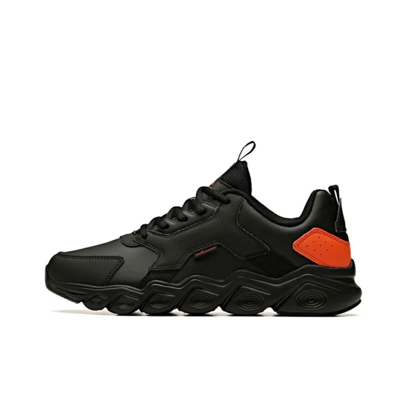 Anta Running Collection Cushioned Slip-Resistant Low-Top Running Shoes Men's Black Red-0