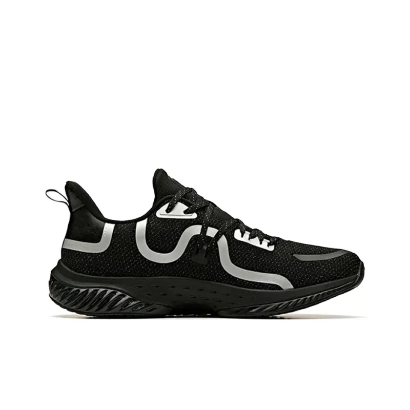 Anta Shock Absorbers Slip Resistant, Abrasion Resistant, Breathable Low Top Running Shoes Men's Black Silver-1