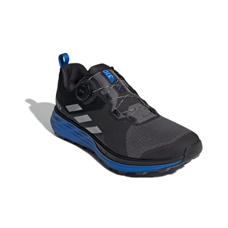 Adidas Terrex Two Trail Running Slip-Resistant Low-Top Running Shoes Men's Black Gray Blue-2
