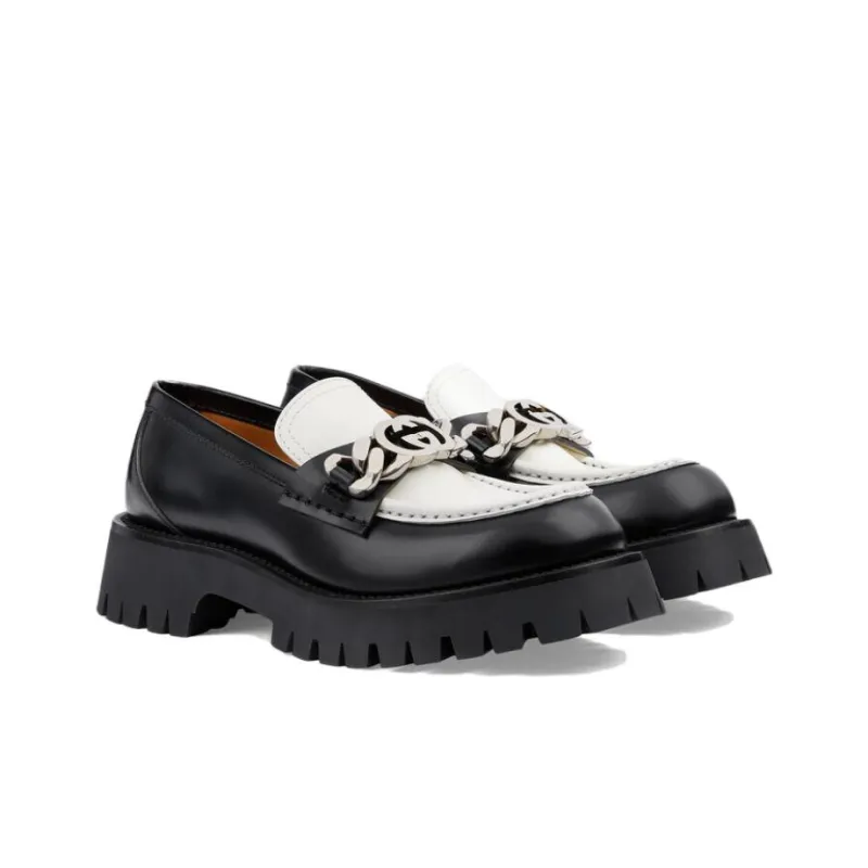 GUCCI Women's Loafer 'Interlocking G Black Off White' Women's-2