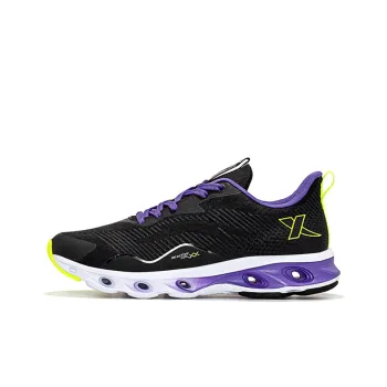 XTEP Cushioned Anti Slip Wear Resistant Lightweight Breathable Low Top Running Shoes Women's Black Purple