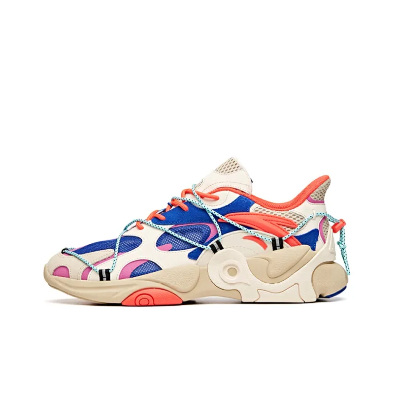 Anta Cushioning Anti-Slip And Wear-Resistant Balance Low-Top Running Shoes Men's Beige Blue-0