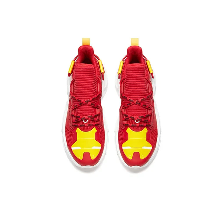 MARVEL x Anta Cushioned Slip Resistant Low Top Running Shoes Men's Red Yellow-4