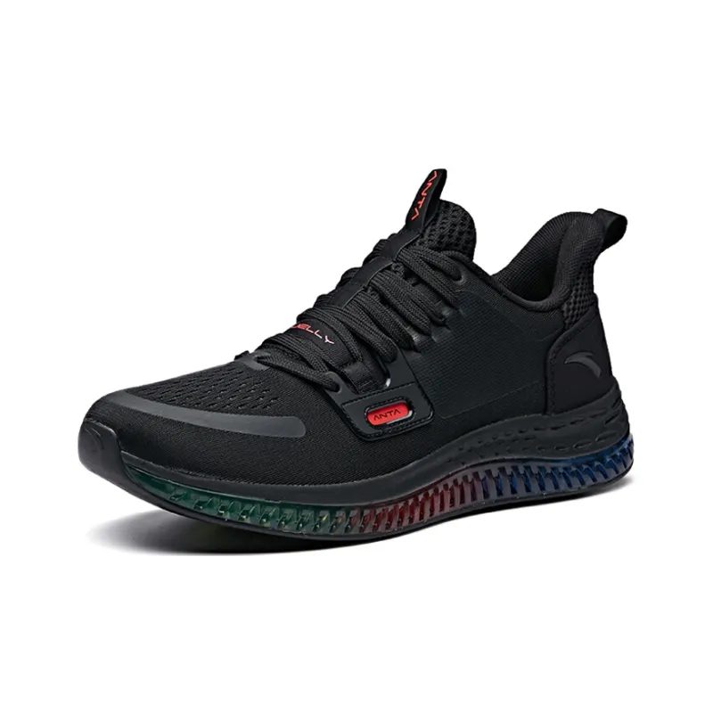Anta Cushioning Coverage Rebound Low Top Running Shoes Men's Black Red-2