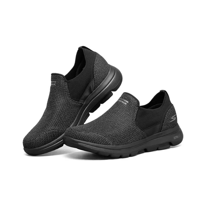 Skechers Go Walk 5 Cushioning Anti-Slip Wear-Resistant Breathability Low-Top Running Shoes Men's Carbon Gray Black-2