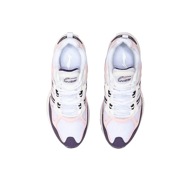 LiNing Shock Absorbers With Slip Resistant And Abrasion Resistant Properties Low Top Running Shoes Women's White Pink-3