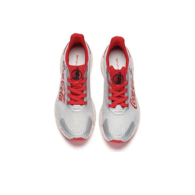 Anta Cushioned Slip Resistant Low Top Running Shoes Women's White Red-3