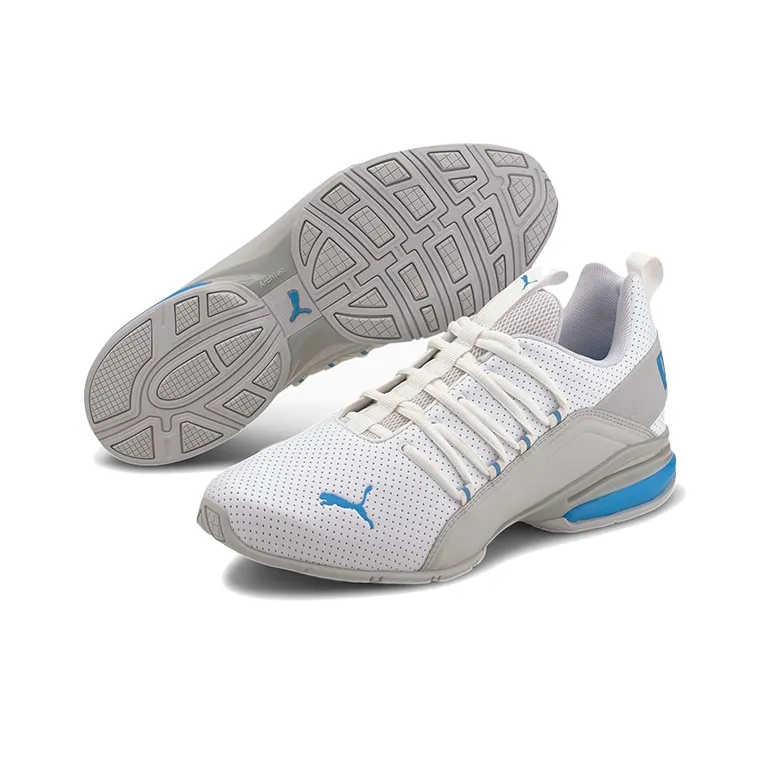 PUMA Axelion Perf Cushioning Wear-Resistant Low-Top Running Shoes Men's Gray White Blue-2