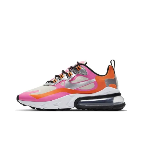 Nike Air Max 270 Cushioned Reflective Slip-Resistant Low-Top Running Shoes Men's Pink Gray Orange