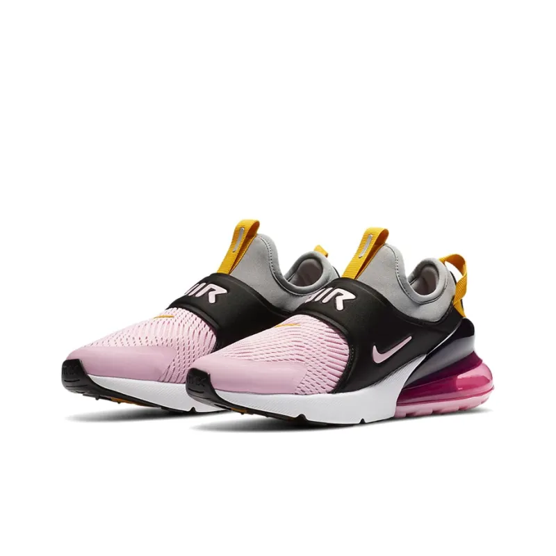 Nike Air Max 270 Cushioned Slip-Resistant Low-Top Running Shoes GS Pink Gray Black-2