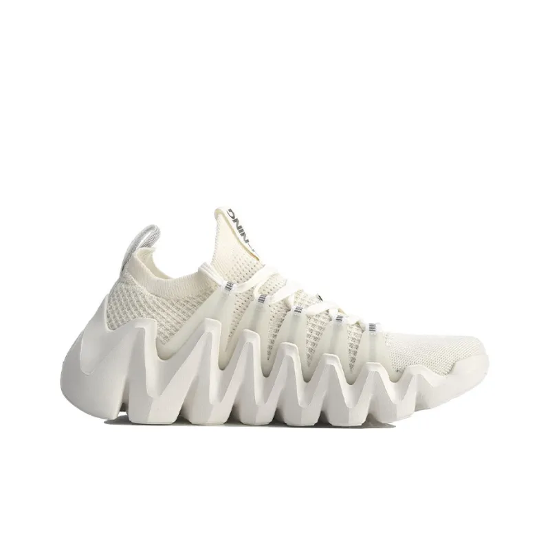 LiNing Crazy Run Fle Cushioning Anti-Slip And Wear-Resistant Coverage Support Low-Top Running Shoes Men's Mist White-1
