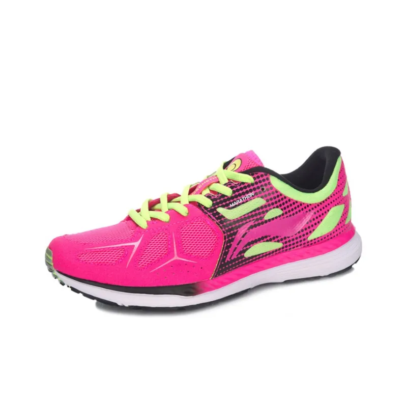 LINING Cloud Horse Running Shoes Women's Low Top Pink/Green-2