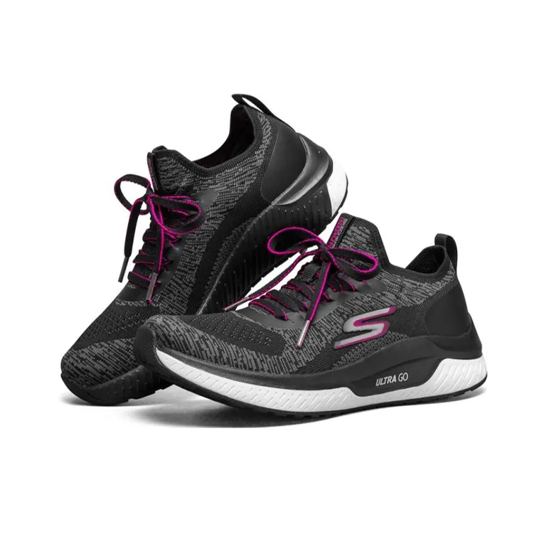 Skechers Go Run Steady Sports Shoes Black/White/Purple Women's-2