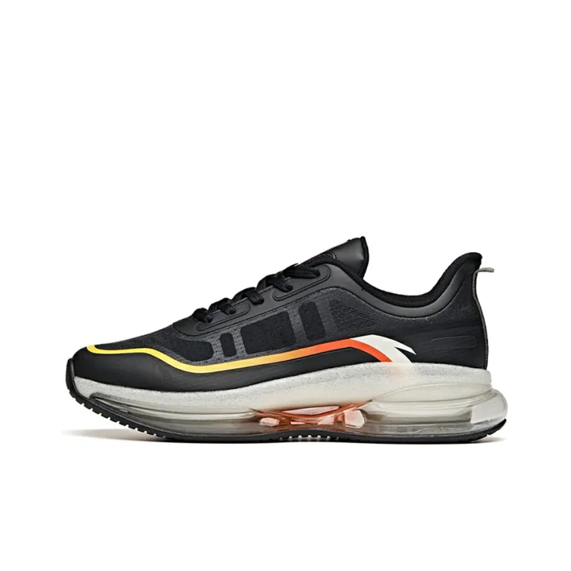 Anta Cushioned Slip-Resistant Abrasion-Resistant Breathable Low-Top Running Shoes Men's Black White-0