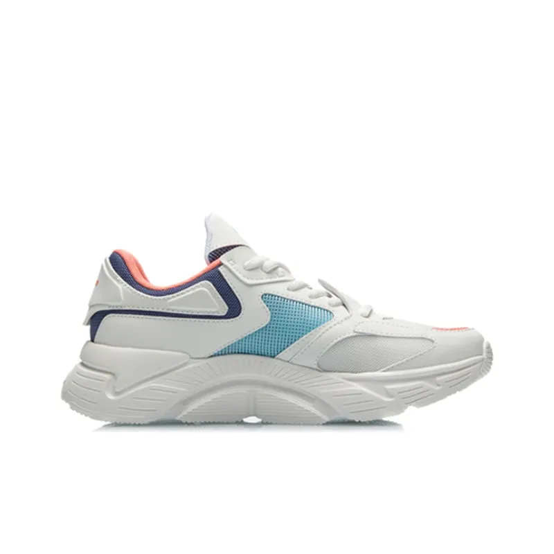 LiNing Cushioning Anti Slip And Wear Resistant Low Top Running Shoes Women's Mist White-1
