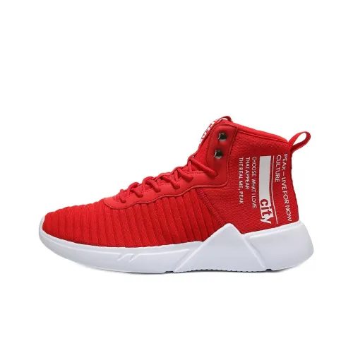 PEAK Running Shoes Men High-Top Large Red/White