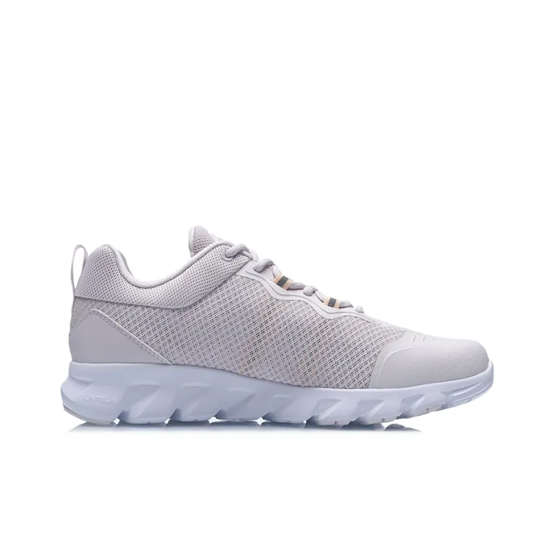 LiNing Cushioning And Breathable Low Top Running Shoes Women's Light Gray Purple-1