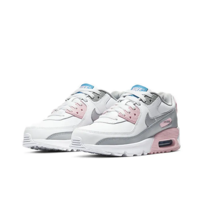 Nike Air Max 90 Leather Metallic Silver Pink GS-2