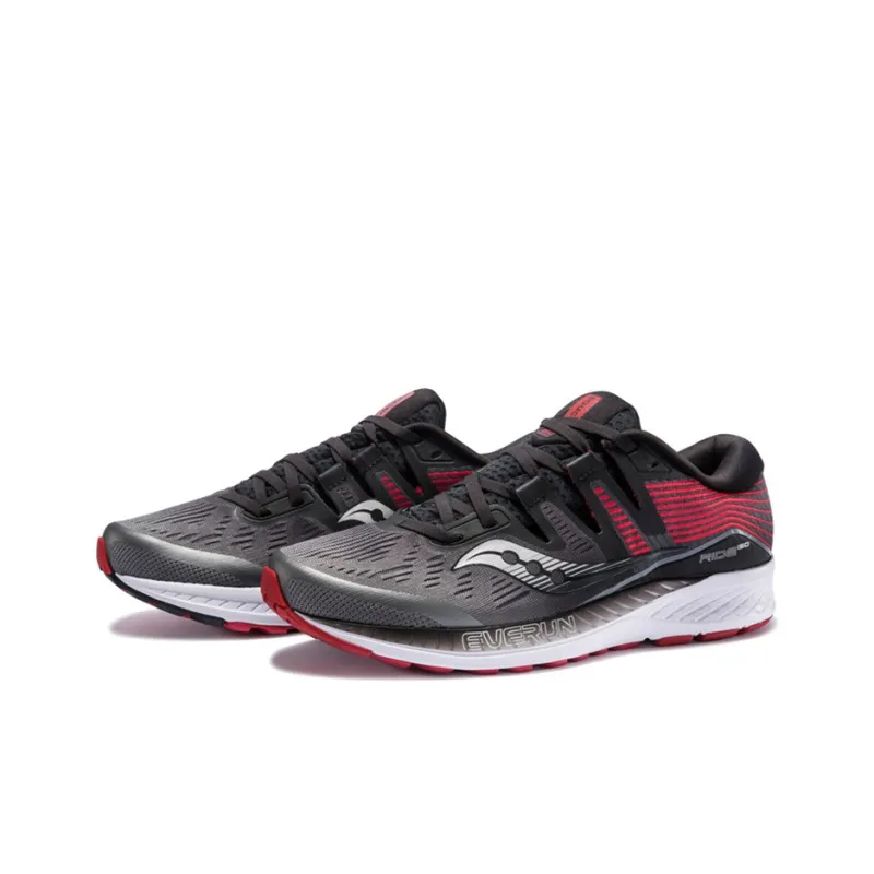 Saucony Ride ISO Cushioned Slip Resistant Abrasion Resistant Low Top Running Shoes Men's Black Red-2