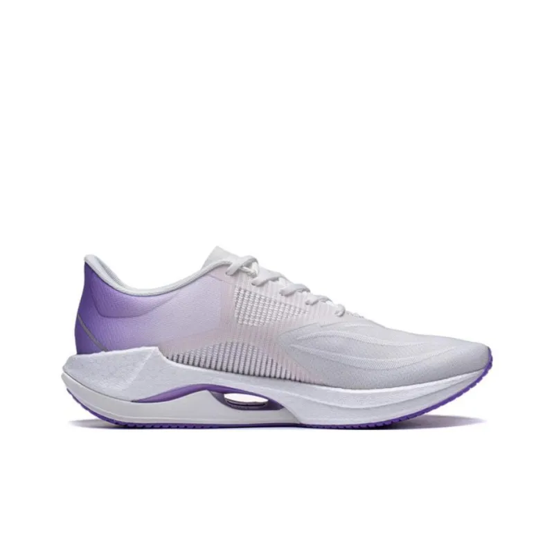 LiNing Super Light 20 Cushioned Slip Resistant Abrasion Resistant Low Top Sprint Running Shoes Women's White Purple-1