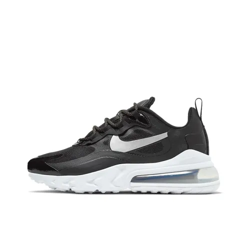 Nike Air Max 270 React Black Metallic Silver Women's