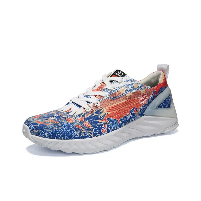 IDX x PEAK The Tang Dynasty Is Prosperous Low Top Running Shoes Women's Blue Orange-2