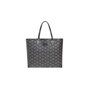 VERSACE Canvas With Calfskin Tote Bag, Shopping Bag, Shoulder Bag, Handbag Regular Unisex Black
