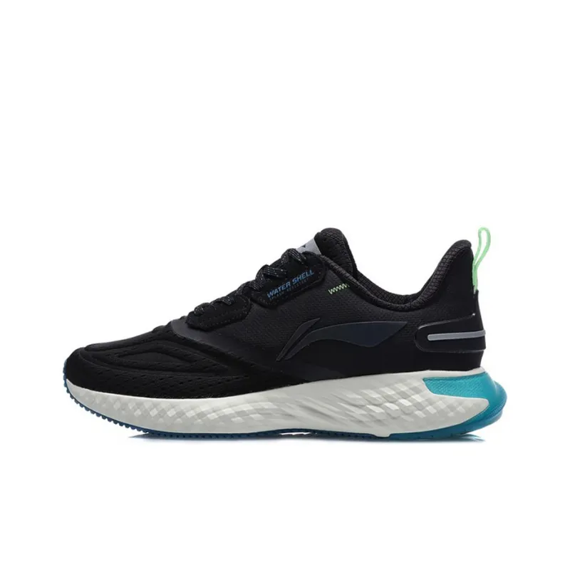 LiNing SHIELD Cushioned Anti-Slip Wear-Resistant And Water-Resistant Low-Top Running Shoes Men's Black White Blue-0