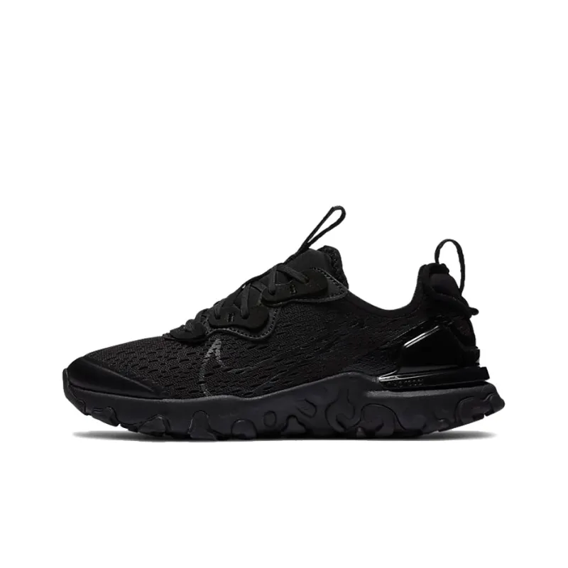 Nike React Vision Shock Absorbers Slip Resistant, Abrasion Resistant, Breathable Low Top Running Shoes GS Pure Black-0